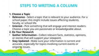 Writing A Column Column Writing Guide for Campus Journalists | PPTX