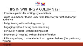 "'Upskilling lesson for Column Writing'" | PPTX