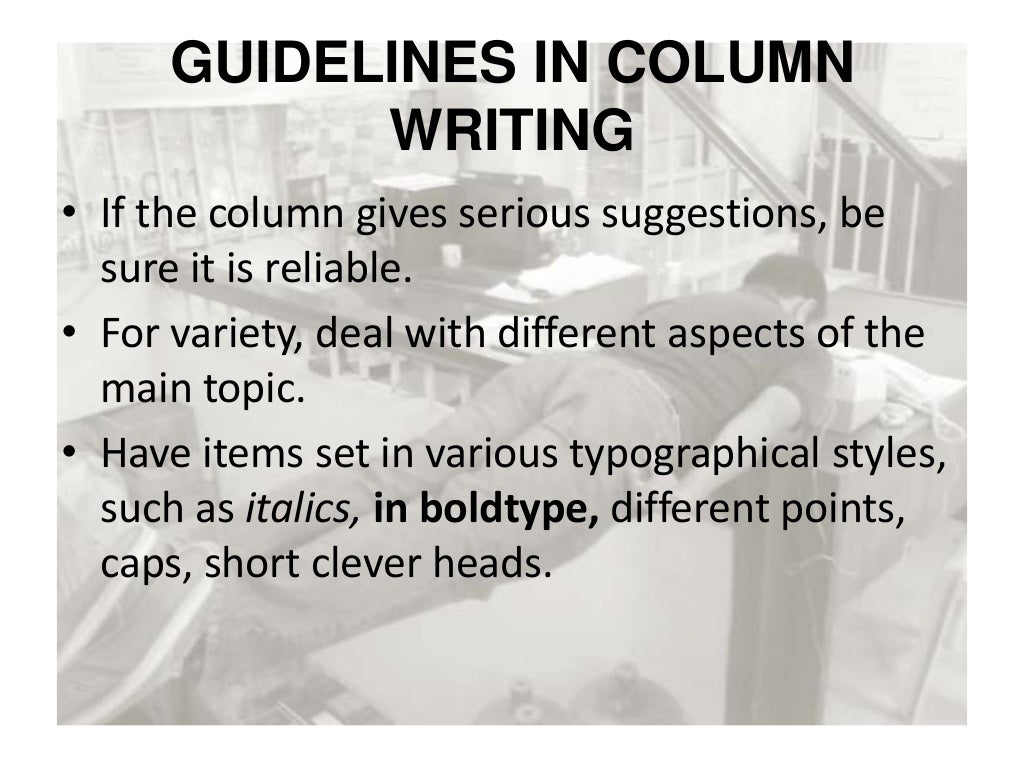 Column writing for publications
