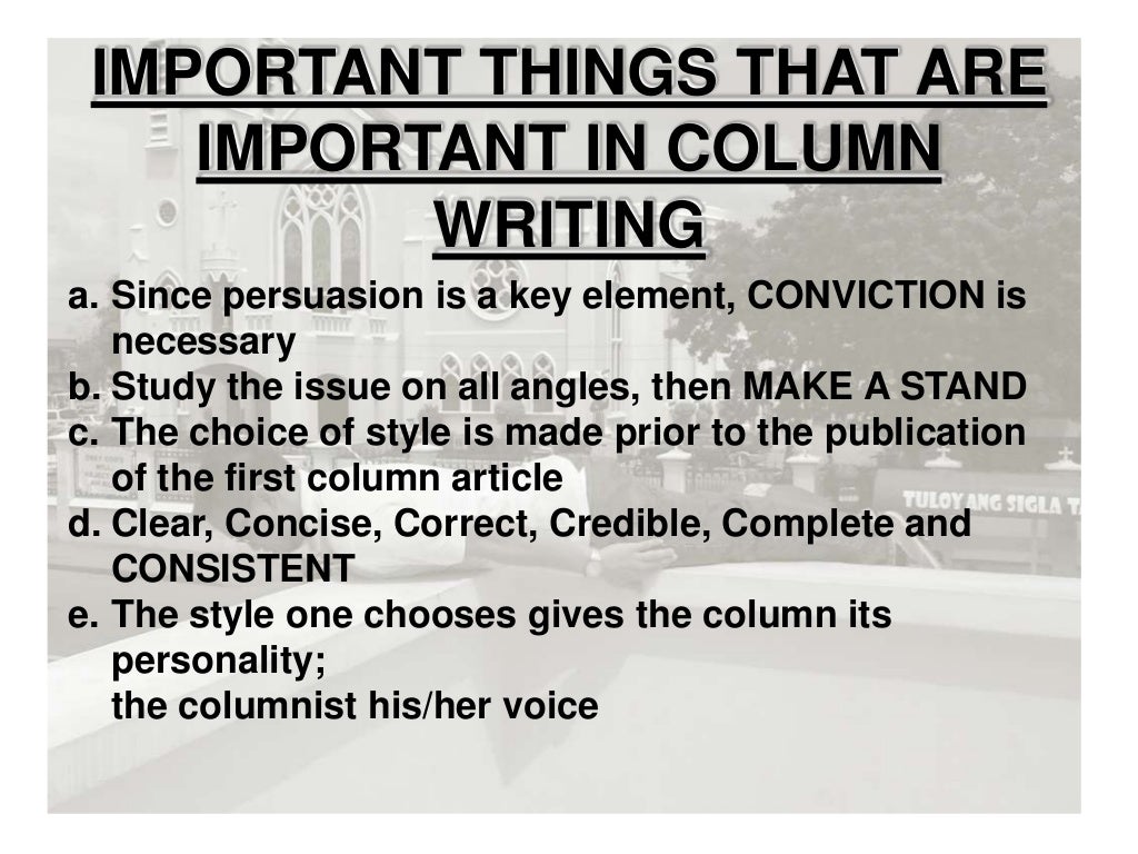 Column writing for publications