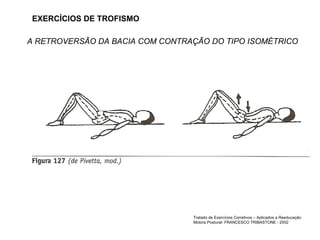 EXERCÍCIOS DE TROFISMO A RETROVERSÃO DA BACIA COM CONTRAÇÃO DO TIPO ISOMÉTRICO Tratado de Exercícios Corretivos – Aplicados a Reeducação Motora Postural- FRANCESCO TRIBASTONE - 2002 