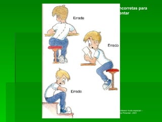 Posições incorretas para sentar TITO, um professor muito especial – Patrícia Pimentel - 2001 