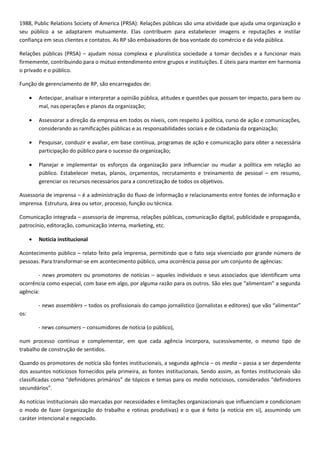Relações Públicas: teorias, técnicas e conceitos