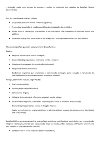 Relações Públicas: teorias, técnicas e conceitos