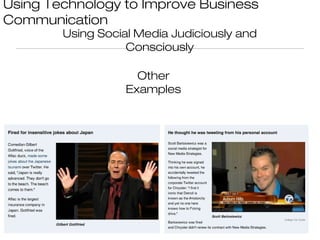 Using Technology to Improve Business
Communication
Using Social Media Judiciously and
Consciously
Other
Examples

 