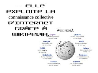 ... Elle
exploite la
connaissance collective
d'Internet
   grâce à
  Wikipedia.
 