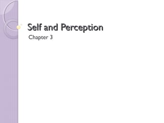 Self and Perception
Chapter 3
 
