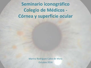Seminario iconográfico
Colegio de Médicos -
Córnea y superficie ocular
Marina Rodríguez Calvo de Mora
Octubre 2016
 