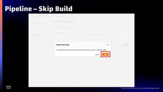 © 2021, Amazon Web Services, Inc. or its affiliates. All rights reserved.
Pipeline – Skip Build
 