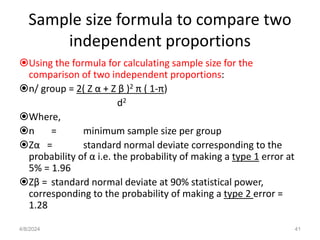 Normal Sample Size Formula COM 301 INFERENTIAL STATISTICS SLIDES.ppt