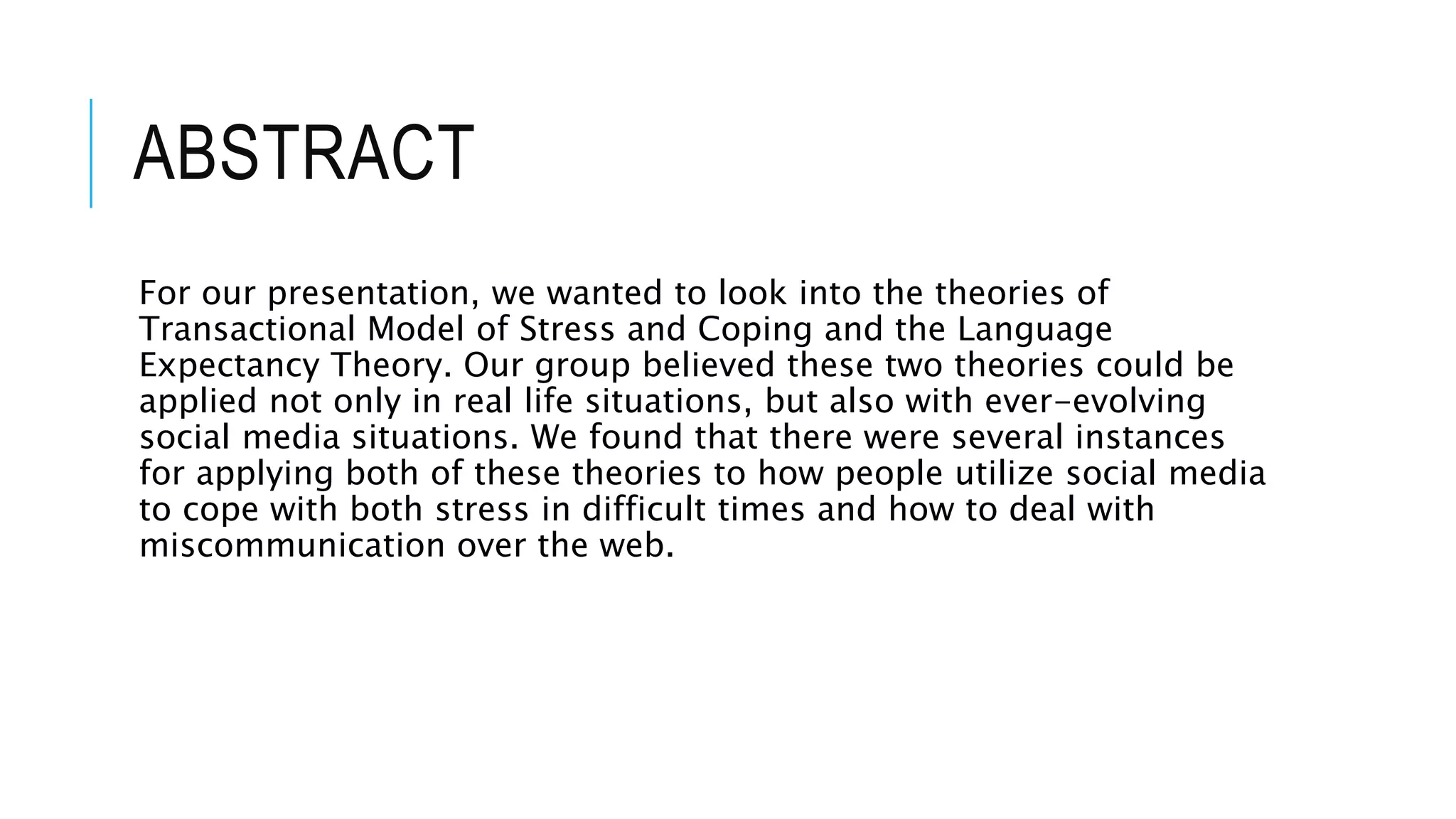 Transactional Model of Stress and Coping & Language Expectancy Theory ...