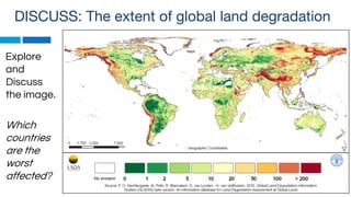 DISCUSS: The extent of global land degradation
Explore
and
Discuss
the image.
Which
countries
are the
worst
affected?
 