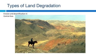 Erosion and desertification in
Central Asia
Types of Land Degradation
 