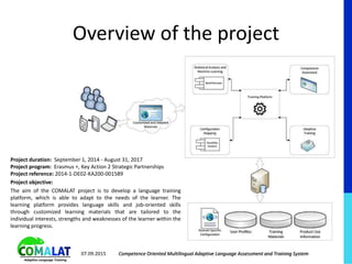 Overview of the project
Project duration: September 1, 2014 - August 31, 2017
Project program: Erasmus +, Key Action 2 Str...