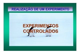 REALIZAÇÃO DE UM EXPERIMENTO
EXPERIMENTOS
CONTROLADOS
 