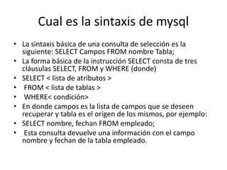 Comandos básicos para bases de datos mysql y | PPTX