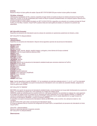 Comandos de configuracion vfp | PDF