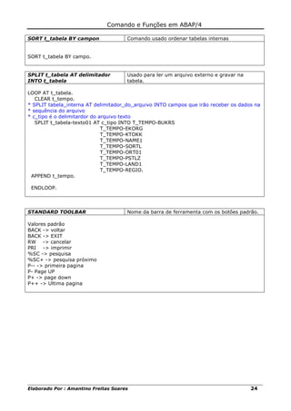 Sort Abap Comandos e funções em abap | PDF