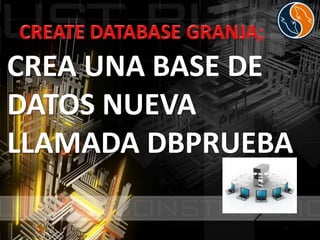 CREA UNA BASE DE
DATOS NUEVA
LLAMADA DBPRUEBA
 