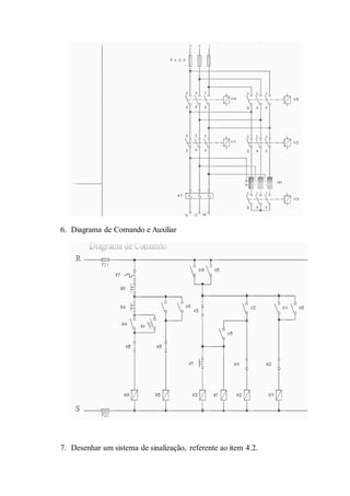 6. Diagrama de Comando e Auxiliar
7. Desenhar um sistema de sinalização, referente ao item 4.2.
 