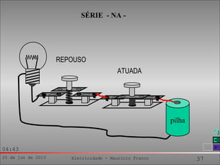 25 de jun de 2013 Eletricidade - Maurício Franco 37
04:43
SÉRIE - NA -
pilha
ATUADA
REPOUSO
 