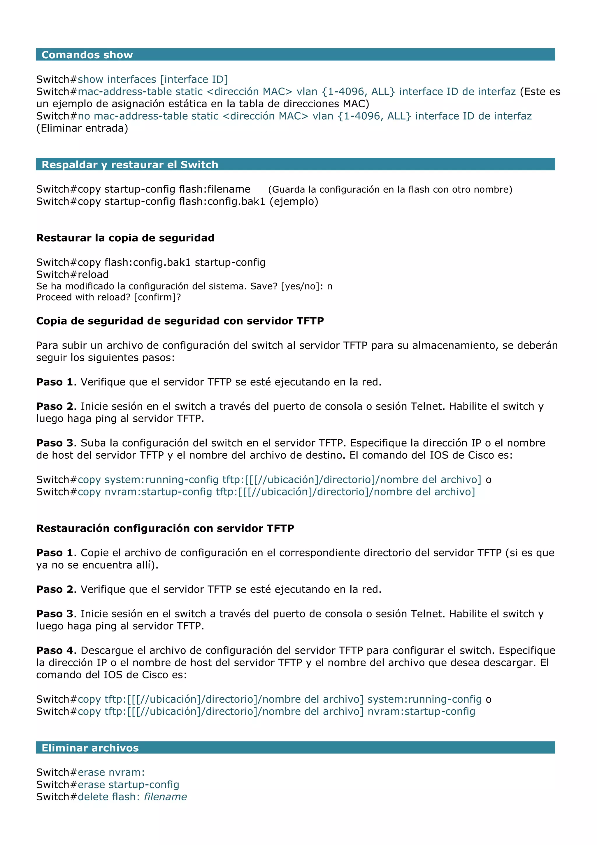 Comandos para configurar routers y switches | PDF