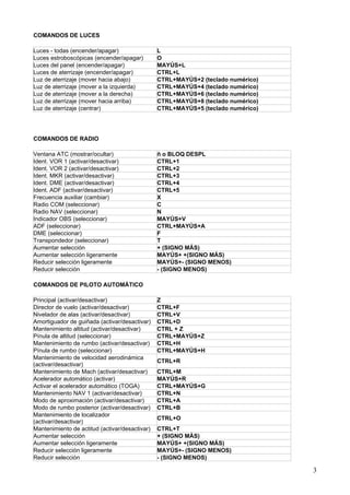 Comandos teclado fsx | PDF