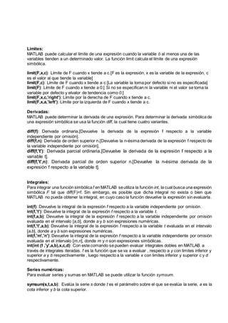 Comandos y funciones de matlab | DOCX