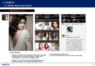 3. 포트폴리오
3.1 Mobile Web & App Project

     연예인 장서희 App (2012)




      한류스타 장서희 App
                                    ...