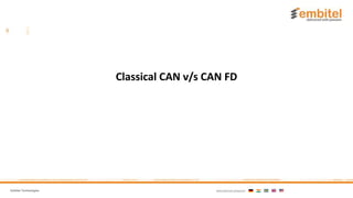 Embitel Technologies International presence:
Classical CAN v/s CAN FD
 