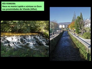 RÍO FERREIRA
Nace no monte Lapide e xúntase co Ouro
nas proximidades de Vilaúde (Alfoz).
 
