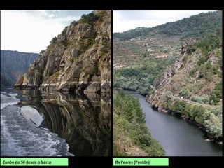 O Sil en Cubelas.
A partir de
Augasmestas, o Sil
encáixase entre os
concellos de Ribas
de Sil e A Pobra de
Brollón.
RÍO SIL
Nace na Cordilleira Cantábrica (La Cueta) e, despois de cruzar a comarca do Bierzo, entra en
Galiza pola depresión de Valdeorras. A partir da Rúa comeza a encaixarse e discorre por
porfundos canóns ata xúntarse co Miño nos Peares.
Percorre o sur da comarca de Lemos (concellos de Pobra do Brollón, Monforte, Sober e
Pantón) facendo linde coa provincia de Ourense. Recibe pola marxe dereita o Lor e o Cabe e
pequenos regos: San Xoán, Rigueiro, rego de Camilo... que no verán quedan case sen auga.
 