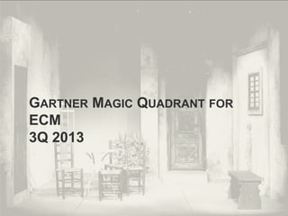 © PROJECT CONSULT Unternehmensberatung Dr. Ulrich Kampffmeyer GmbH 2011

/ Autorenrecht: <Vorname Nachname> Dez-13 / Quelle: PROJECT CONSULT 3

GARTNER MAGIC QUADRANT FOR
ECM
3Q 2013

Von DMS und ECM zu EIM – ein Monolog in 6 Aufzügen

Dr. Ulrich Kampffmeyer

Fachkongress ECM/DMS 2013

111

 