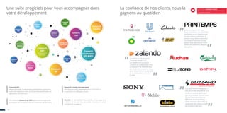 14
La confiance de nos clients, nous la
gagnons au quotidien
"
Grâce à Comarch ERP nous
avons maintenant des remontées
qualitatives et nos relations avec
nos fournisseurs ont évolué. A
présent, nous ciblons clairement
nos ventes à l’article et non au
global. Nous faisons vivre à nos
clients une expérience shopping
d’exception.
Le système et l’équipe projet
composée d’experts qui
ont implémenté la solution
Comarch en collaboration avec
les équipes IT de Zalando nous
ont totalement convaincu. Nous
nous réjouissons de la poursuite
de la colaboration entre les 2
sociétés.
D’un point de vue stratégique, il
était primordial de proposer à la
société un système global pour
tous les processus commerciaux
de communication entre les
différentes divisions (Achats,
Ventes et Stocks), d’accroître la
satisfaction des clients et d’offrir
des émotions high-tech.
"
"
"
"
"
Une suite progiciels pour vous accompagner dans
votre développement
DÉCOUVREZ COMARCH INSIDE
OÙ QUAND NOS CIENTS PARLENT DE NOUS
sur comarch-inside.fr
Comarch EDI
permet l’échange de documents commerciaux, financiers
ou encore logistiques dans un format standardisé avec vos
partenaires commerciaux.
Les solutions Comarch de GED apportent une approche
synergique des processus, des documents et des données.
Comarch Loyalty Management
offre tous les outils nécessaires pour construire un
programme de fidélisation réussi.
iBard24 est une Solution Cloud dédiée à la sauvegarde et
à l’édition de vos données, accessible n’importe où via PC,
smartphone et tablette.
 