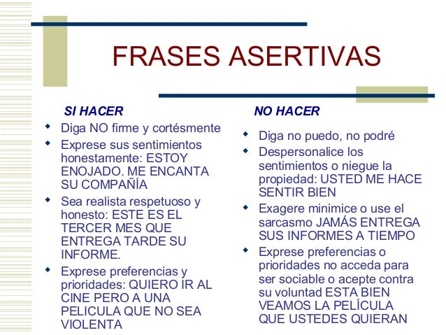 5 Frases Asertivas Y 5 No Asertivas
