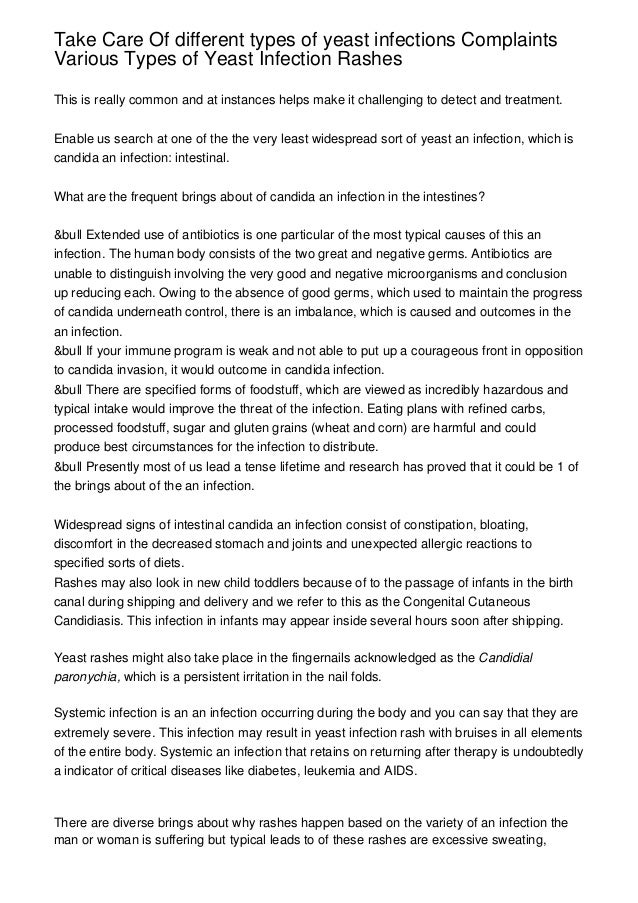 Take Care Of different types of yeast infections Complaints Various