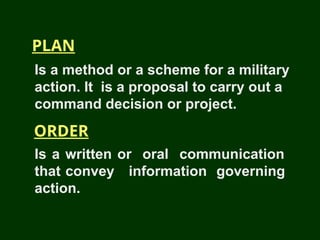 Military Plan Order Example COMBAT PLANS & ORDERS (NCO BASIC)EWFE.ppt