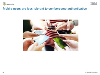 © 2014 IBM Corporation
IBM Security
36
Mobile users are less tolerant to cumbersome authentication
 