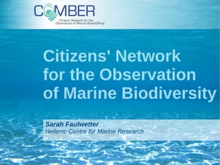 Sarah Faulwetter
Hellenic Centre for Marine Research
 