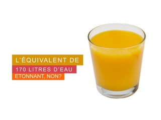 ETONNANT, NON?
L’ÉQUIVALENT DE
170 LITRES D’EAU
 