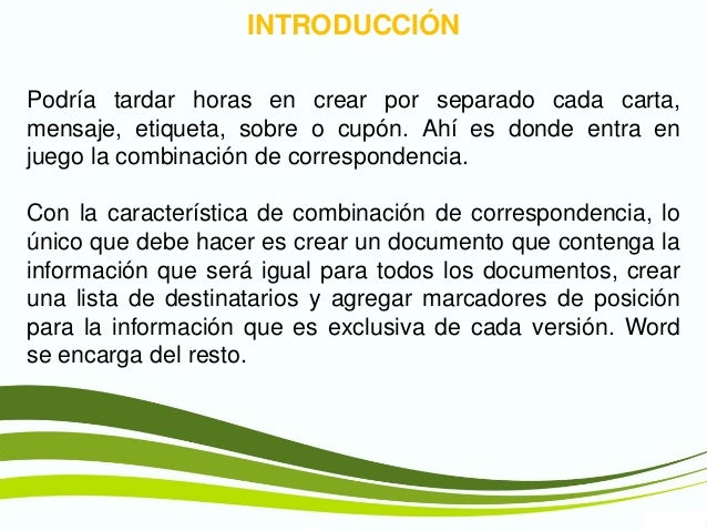 Combinación de correspondencia v office2013