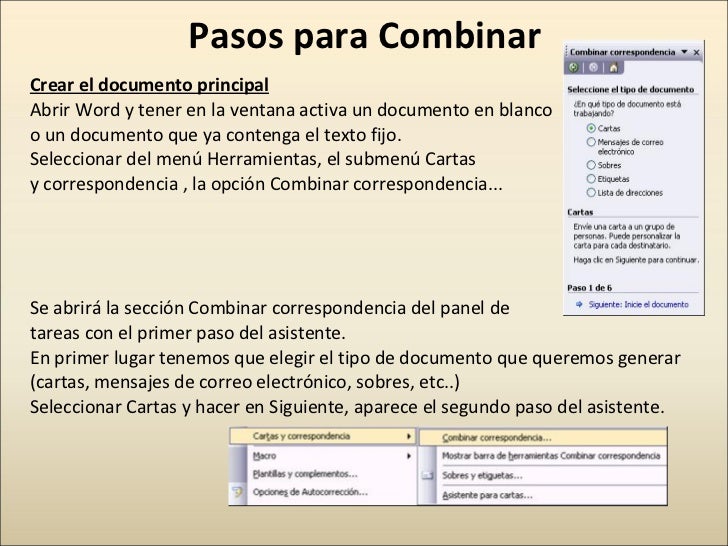 Combinacion de Correspondencia con Word