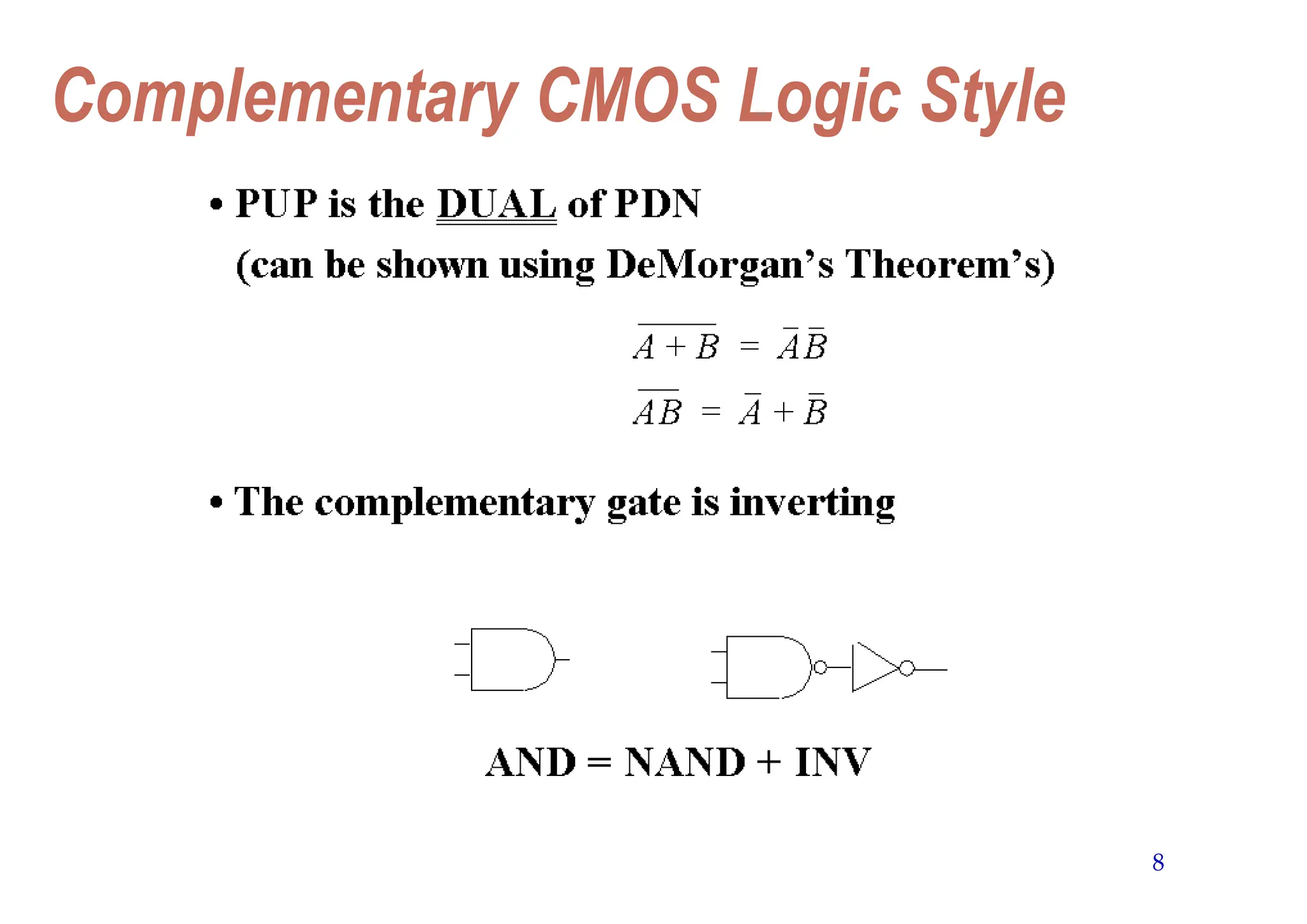 8
Complementary CMOS Logic Style
 