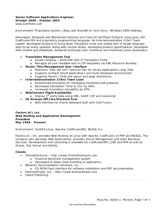 application developer resumes