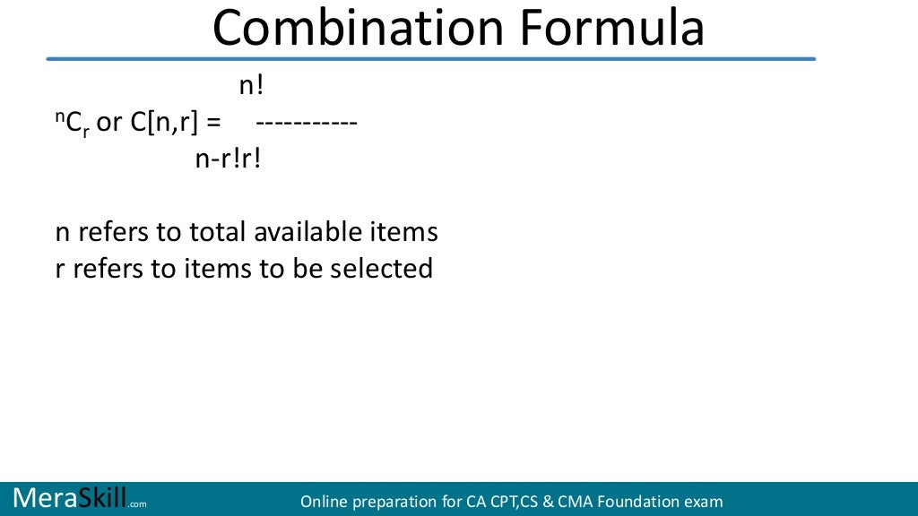 Combination formula