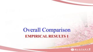 EMPIRICAL RESULTS 1
Overall Comparison
 