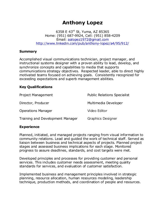 resume anthony lopez multimedia developer resume