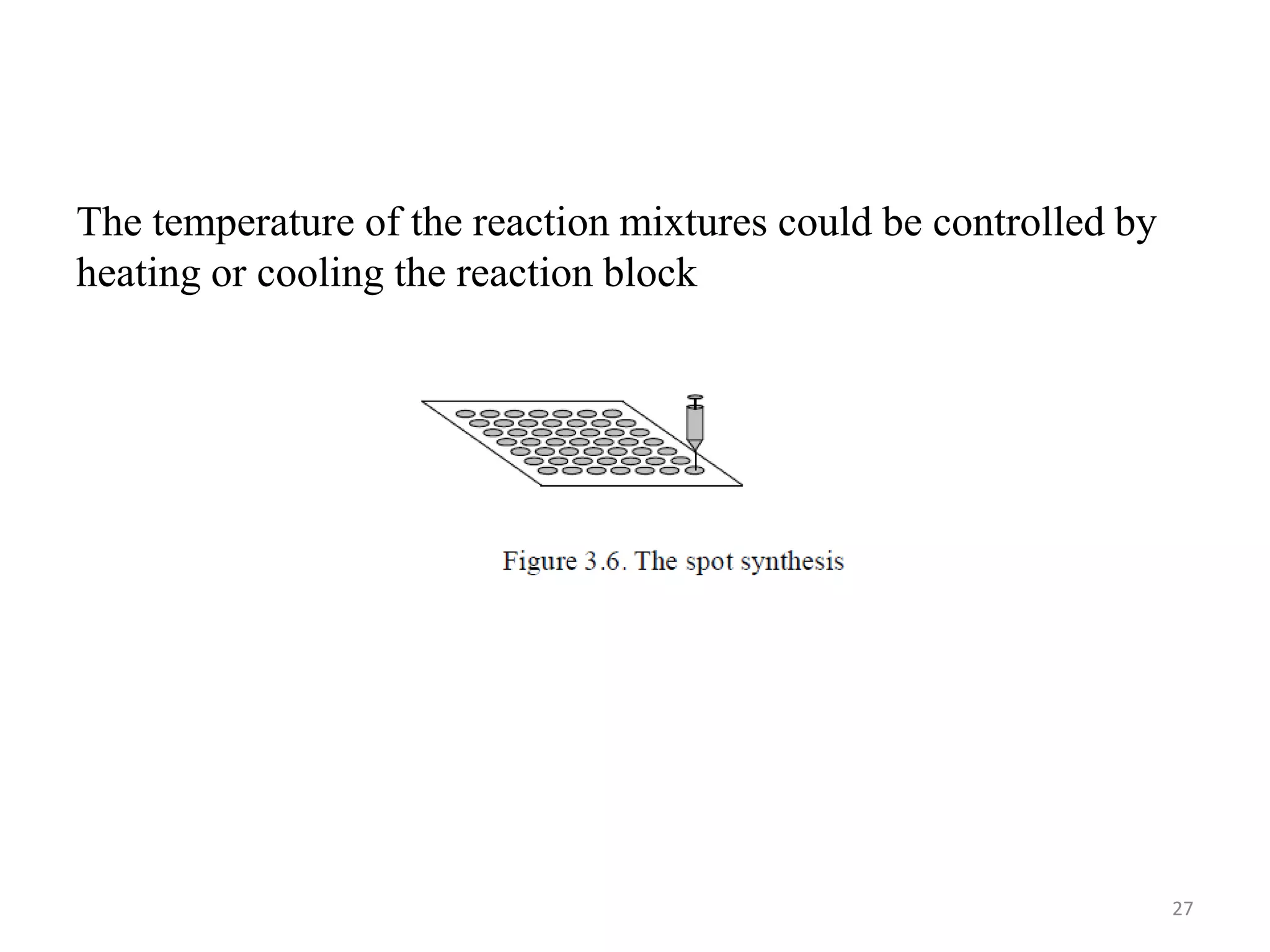 The temperature of the reaction mixtures could be controlled by
heating or cooling the reaction block
27
 