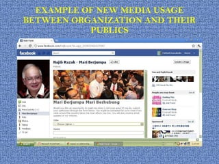 EXAMPLE OF NEW MEDIA USAGE BETWEEN ORGANIZATION AND THEIR PUBLICS 