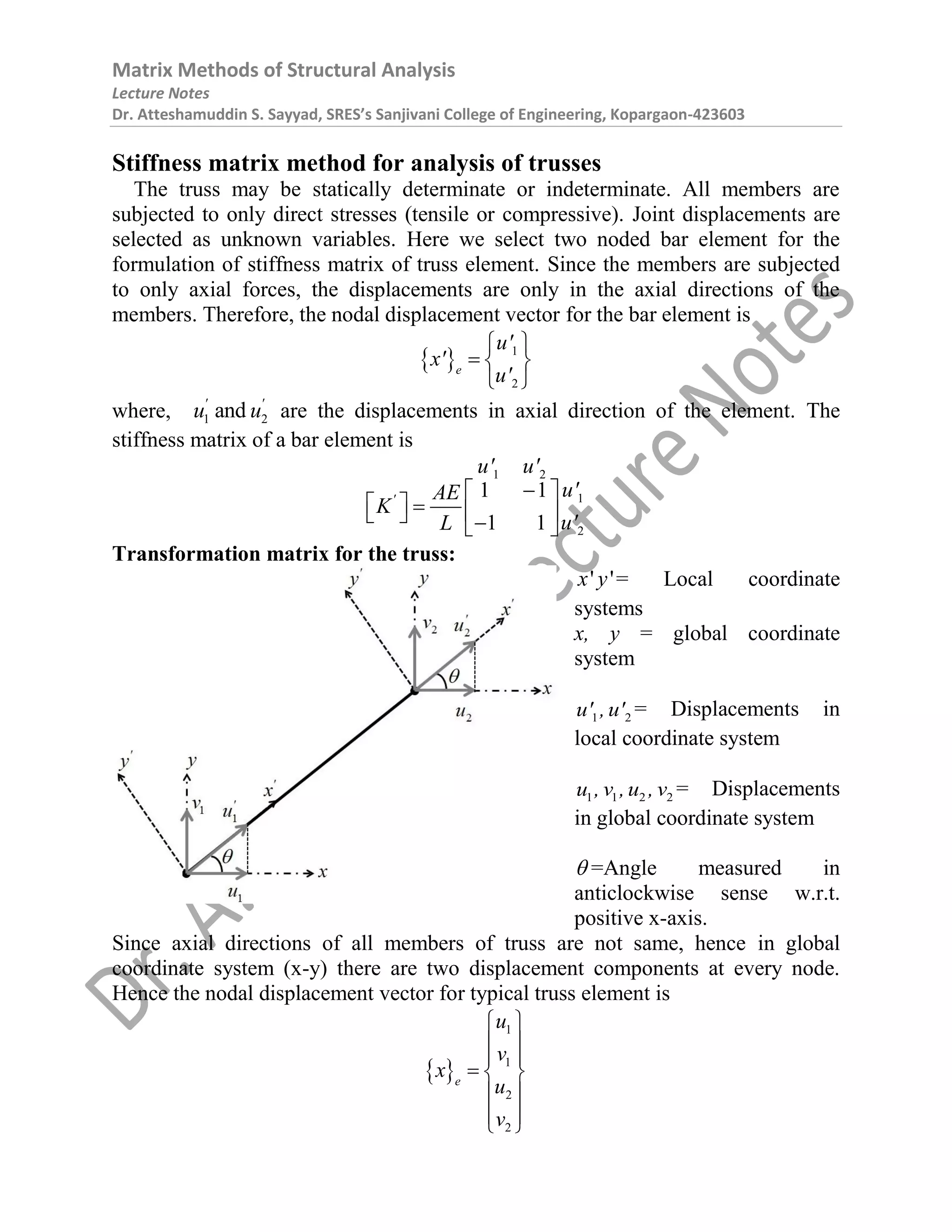 Matrix Methods of Structural Analysis | PDF